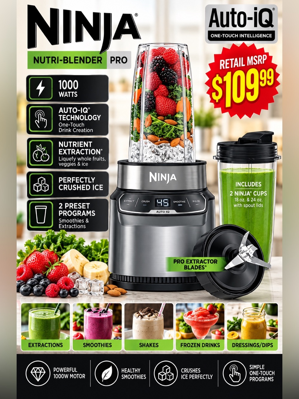 Ninja Nutri-Blender Pro Auto-iQ Blender